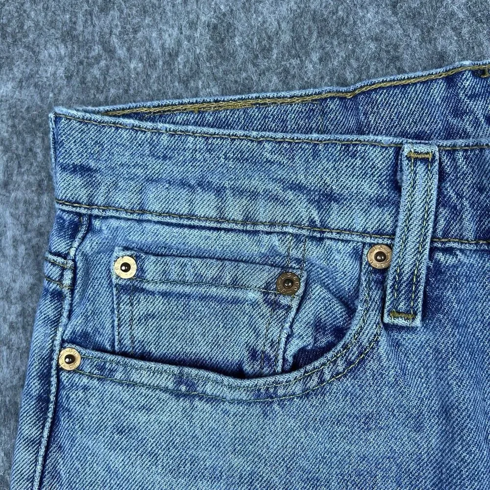 Levis 512 Mens Jeans Slim Fit Tapered Leg Light Wash Distressed Denim Size 28x30
